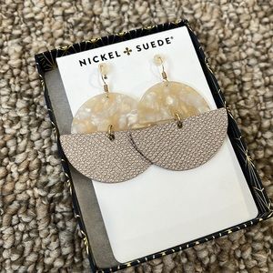 Nickel & Suede Leather and acrylic earrings